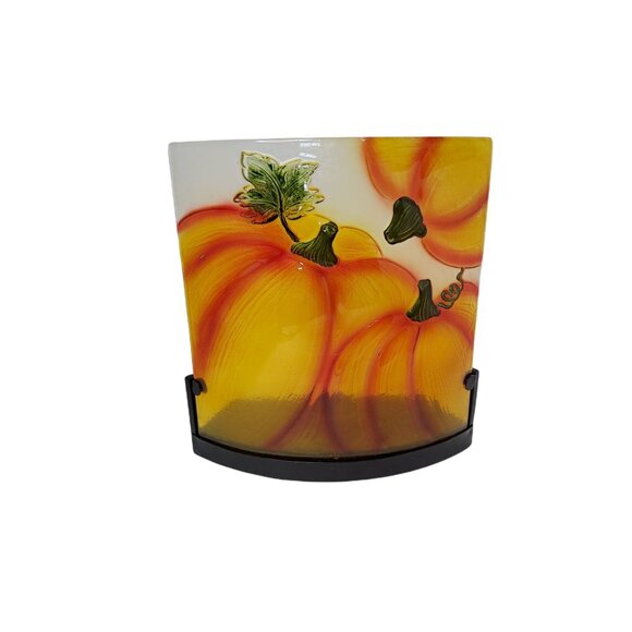 Beautiful Fall Stained Glass Pumpkin Display With Candle Holder For Candle Light - Picture 8 of 8